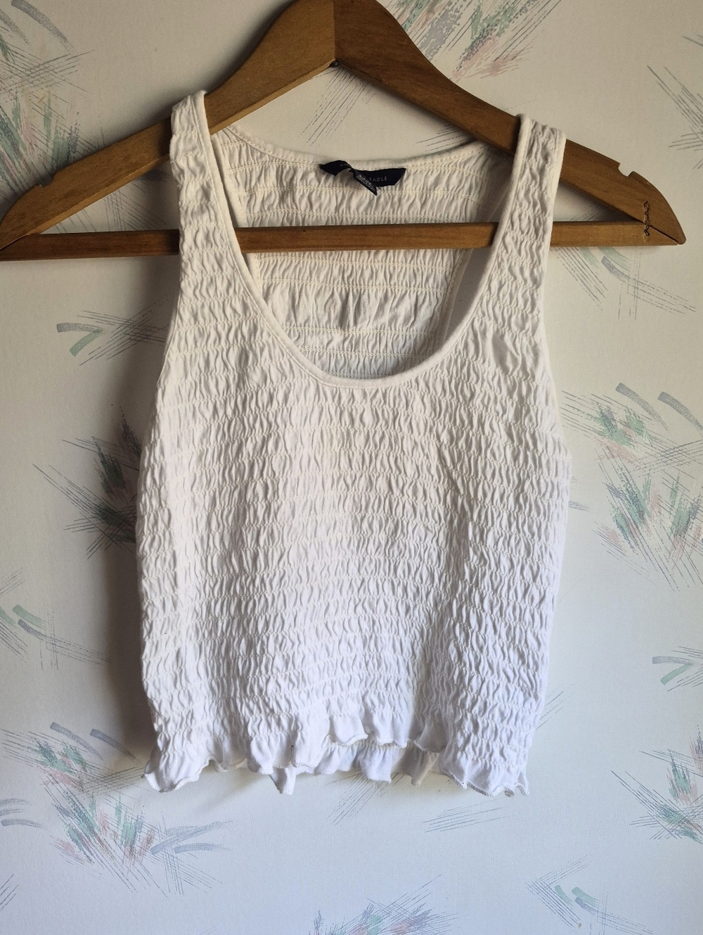 American Eagle Outfitters White Smocked Tank Top Small